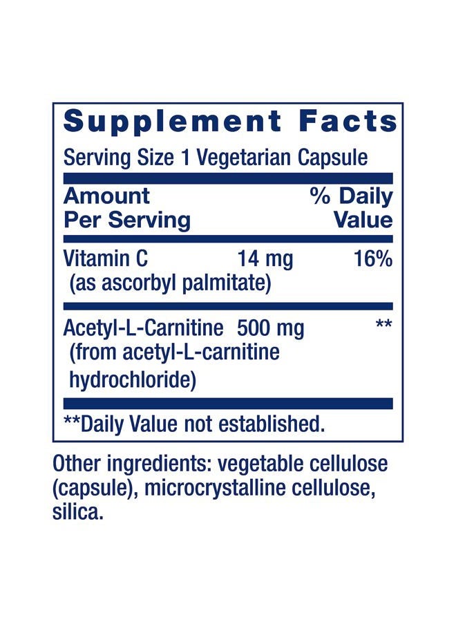 Life Extension أسيتيل-ل-كارنيتين، أسيتيل-ل-كارنيتين، فيتامين ج، صحة الدماغ والمزاج والأعصاب، طاقة خلوية، إمداد لمدة 3 أشهر، خالي من الغلوتين، غير معدل وراثيًا، نباتي، 100 كبسولة - Image 3