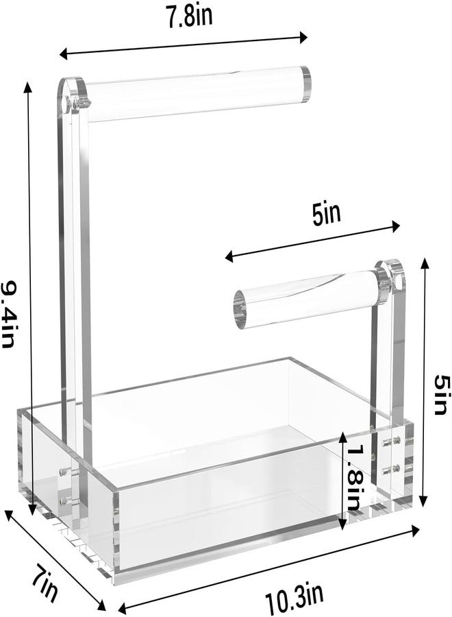 HOMANLY 2-Tier Bracelet Holder & Necklace Display Stand with Removable Trays – Acrylic Jewelry Organizer & Storage Box for Earrings, Rings, Watches, Vanity Tray for Dresser Countertop - Image 2