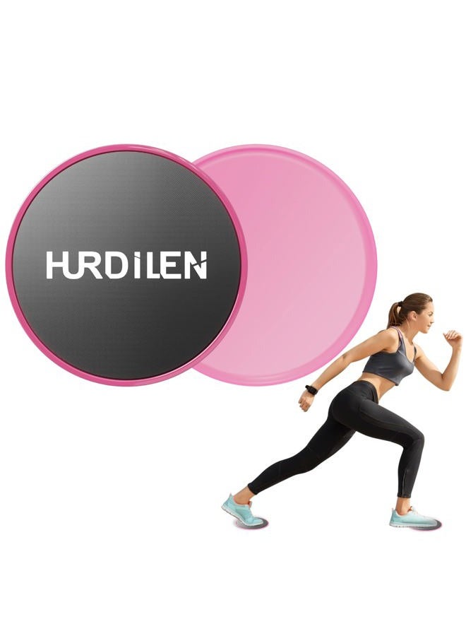 Hurdilen أقراص الانزلاق الأساسية، أقراص تمرين مزدوجة الاستخدام على السجاد والأرضيات الخشبية، خفيفة الوزن ومثالية كأداة للياقة البدنية لتدريب قوة البطن الأساسية (وردي) - Image 1