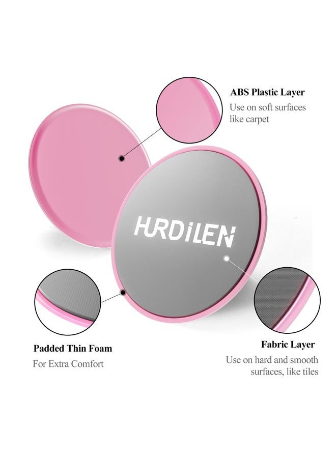 Hurdilen أقراص الانزلاق الأساسية، أقراص تمرين مزدوجة الاستخدام على السجاد والأرضيات الخشبية، خفيفة الوزن ومثالية كأداة للياقة البدنية لتدريب قوة البطن الأساسية (وردي) - Image 2