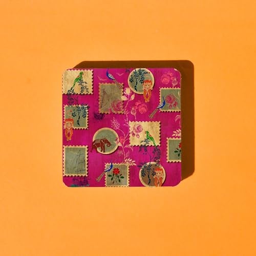 TAJNAN Indian Art Printed Coaster Set of 6 Beautiful Wooden Coasters with Plastic Coating Proper Coaster Stand Designer Coaster (taj-Coaster-Rajasthan-i) - Image 5