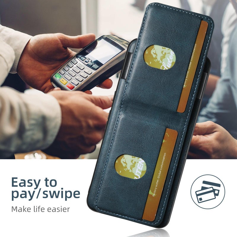 Suteni For Google Pixel 9 H03 Oil Wax Leather Wallet Stand Back Phone Case(Blue) - Image 2