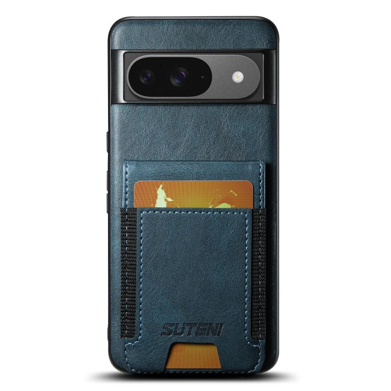Suteni For Google Pixel 9 H03 Oil Wax Leather Wallet Stand Back Phone Case(Blue) - Image 1