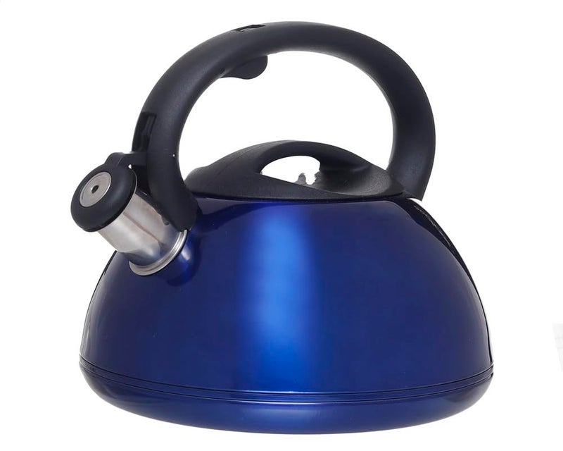 Whistling Tea Kettle for Stove 3 Liter Stainless Steel with Plastic Handle, Blue and Black - Image 2