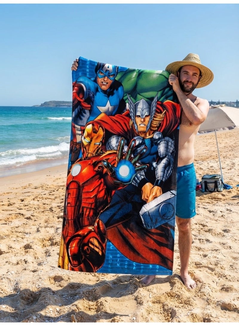 MARVEL cotton kids beach towel with marvel print,120x60 cm - Image 1