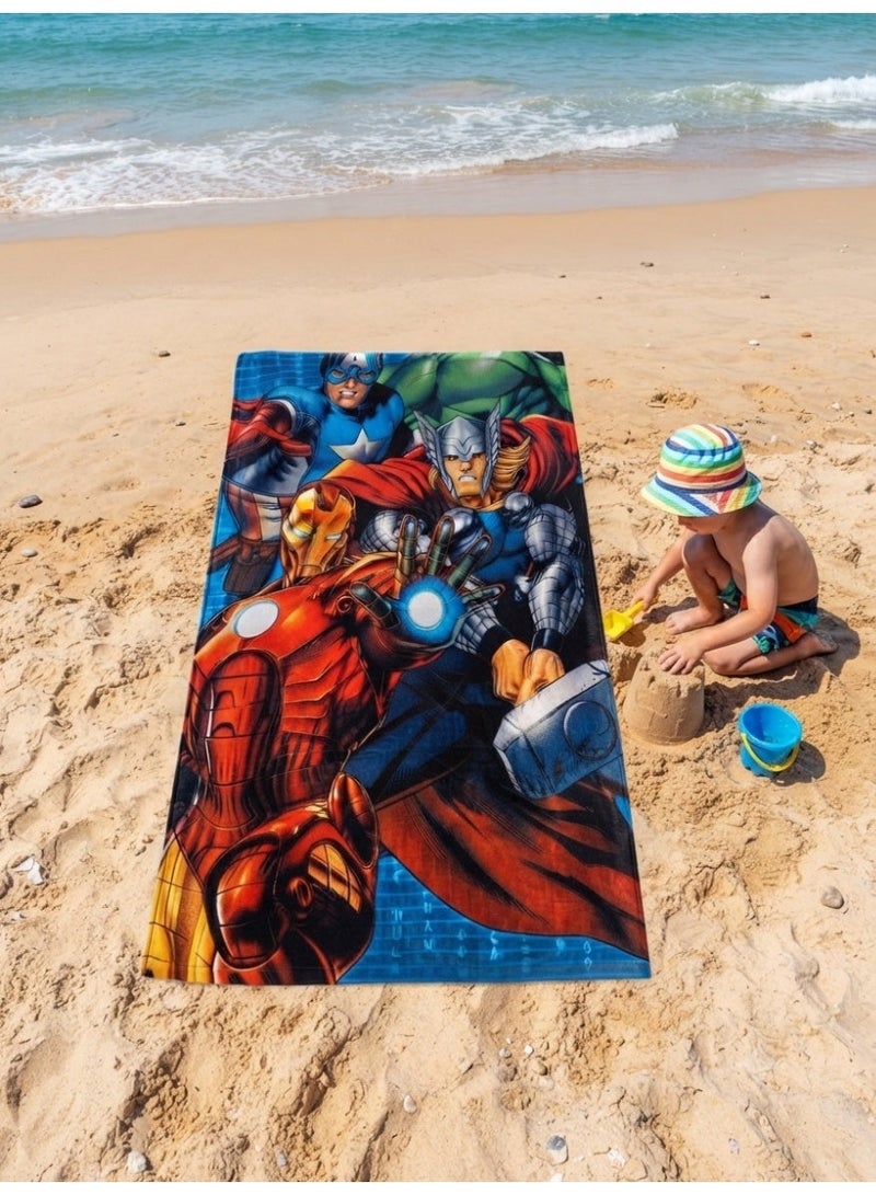 MARVEL cotton kids beach towel with marvel print,120x60 cm - Image 2