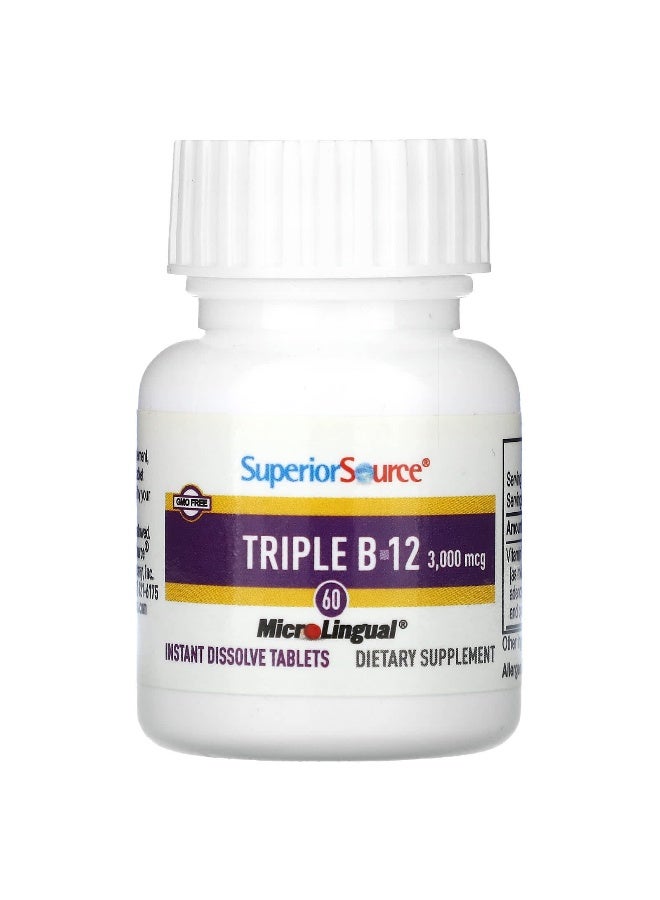 Superior Source, Triple B-12, 3,000 mcg, 60 MicroLingual Instant Dissolve Tablets (Packaging may vary) - Image 3