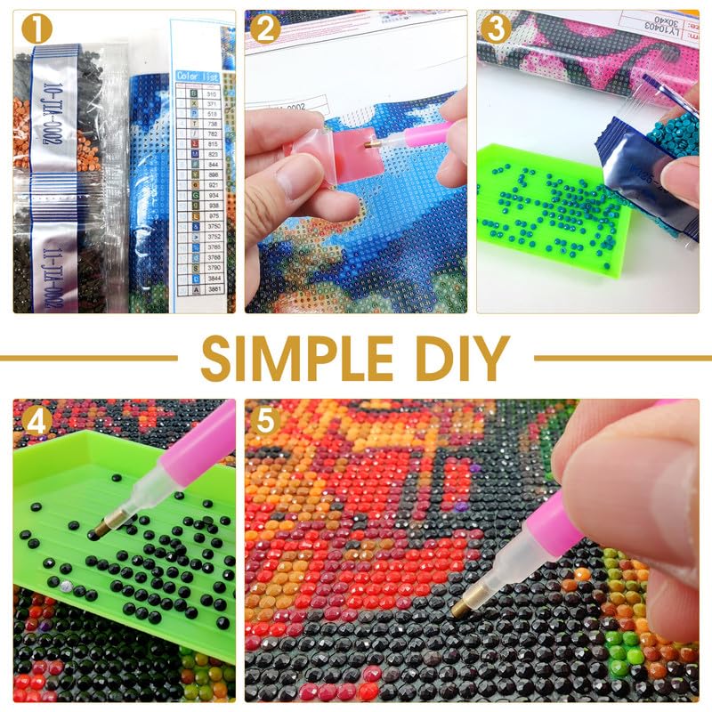 Bimkole 5D Diamond Art Kits for Adults Eagle Indian, Full Drill DIY Rhinestone Embroidery Set Paint with Diamonds Art Animal by Number Kits Cross Stitch Home Wall Craft Decor 12x16 Inch - Image 5