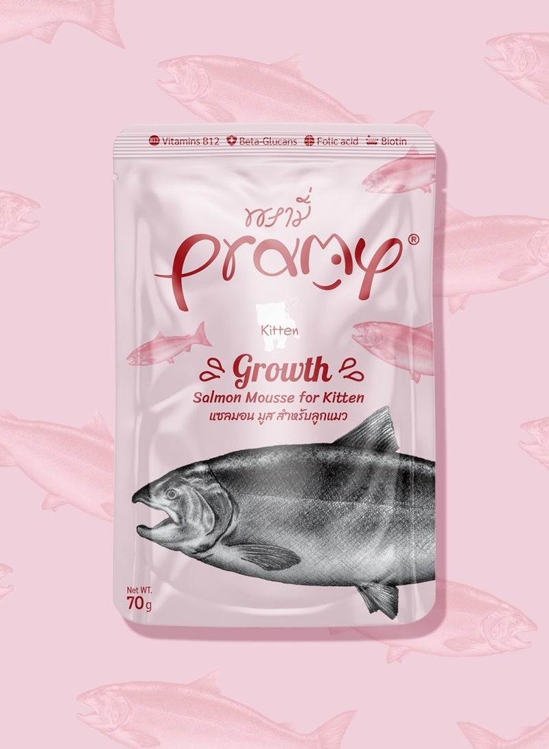 Pramy Cat Kitten Wet Food With Salmon Flavor - 6x70g - Rich in Vitamins & Omega for Healthy Development - Image 2