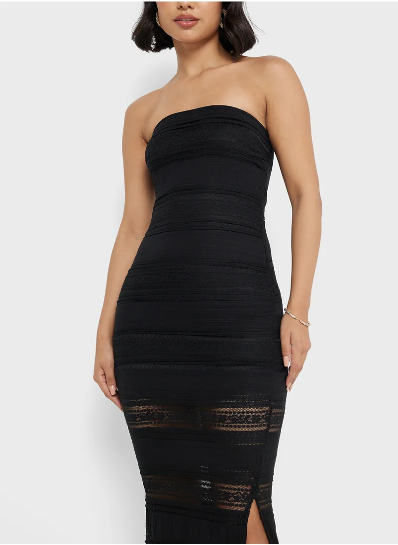 Ginger Brardot Shirred Frill Detail Dress