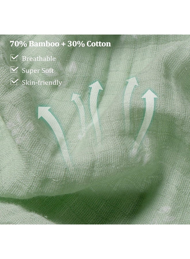 Softan Muslin Swaddle Blankets for Baby Girls & Boys Gift, Large 47X47 inches Receiving Blankets for Newborn, Infant Swaddle Wrap Blanket Set Soft Silky & Breathable, 4 Pack Green Floral - Image 5