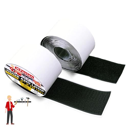 XFasten Hook and Loop Tape, Black, 2-in x 10-Ft Industrial Strips with Adhesive Heavy Duty, Indoor/Outdoor Hook and Loop Roll, No Sew Sticky Strips - XFasten - Image 1
