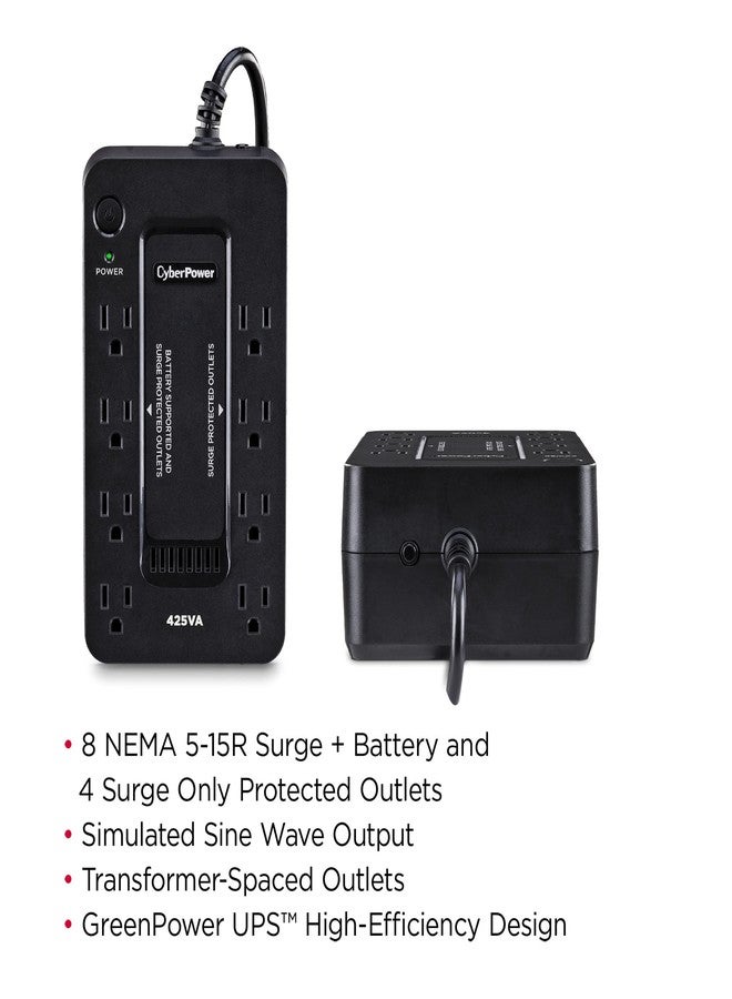 CyberPower نظام تزويد الطاقة الاحتياطية CyberPower ST425، بقدرة 425 فولت أمبير/260 واط، مزود بـ 8 منافذ، صغير الحجم - Image 4