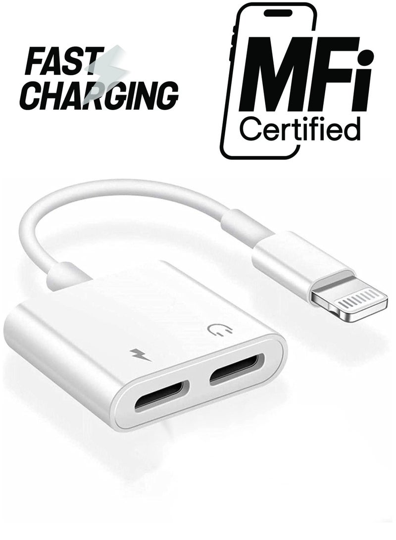 General 2 in 1 Dual Lightning Charger Cable Aux Audio Adapter Converter for iPhone 12/11/XS/XR/X/8/7/6/iPad, Support Calling+Charging+Music Control  - Image 1