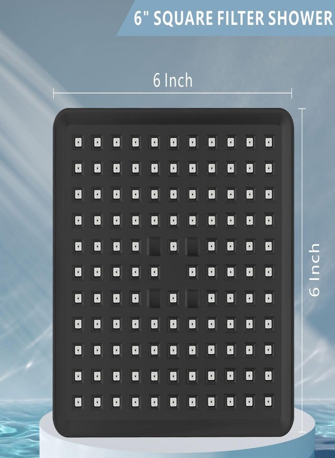 Nuodan High Pressure Rain Shower Head with Filtered - 6" Square Showerhead Filter for Remove Chlorine and Harmful Substances, Improve Hair and Skin Problems, Matte Black - Image 4