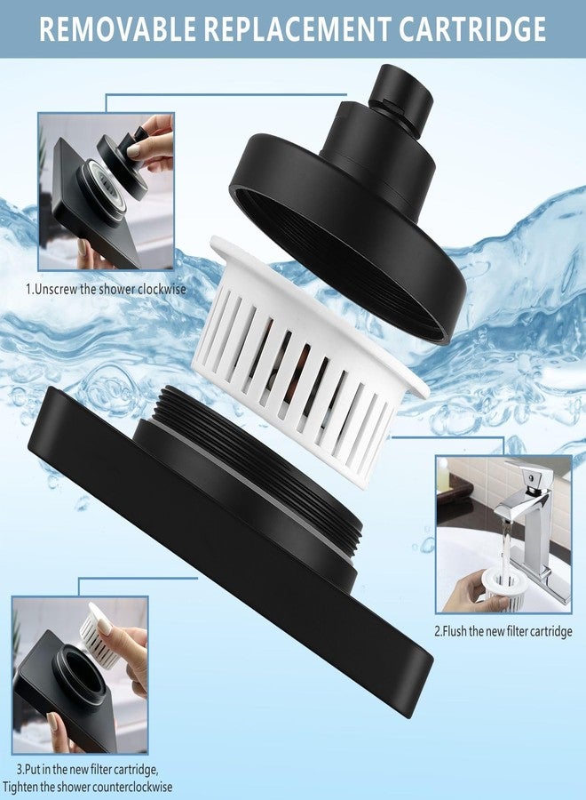 Nuodan High Pressure Rain Shower Head with Filtered - 6" Square Showerhead Filter for Remove Chlorine and Harmful Substances, Improve Hair and Skin Problems, Matte Black - Image 3