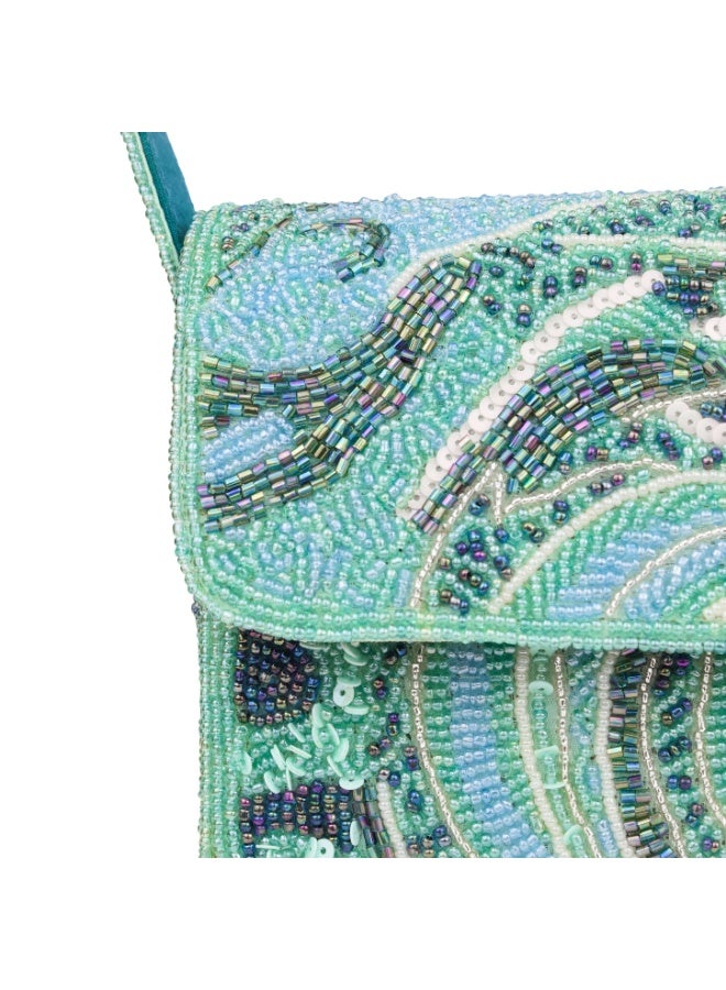 Dollar's Handcrafted Beaded Bag ST11, Luxury Satin Clutch with Beads Embroidery, Elegant Bridal Purse for Wedding, Formal Party Crossbody Handbag, Unique Floral Gift for Women (Light Blue) - Image 2