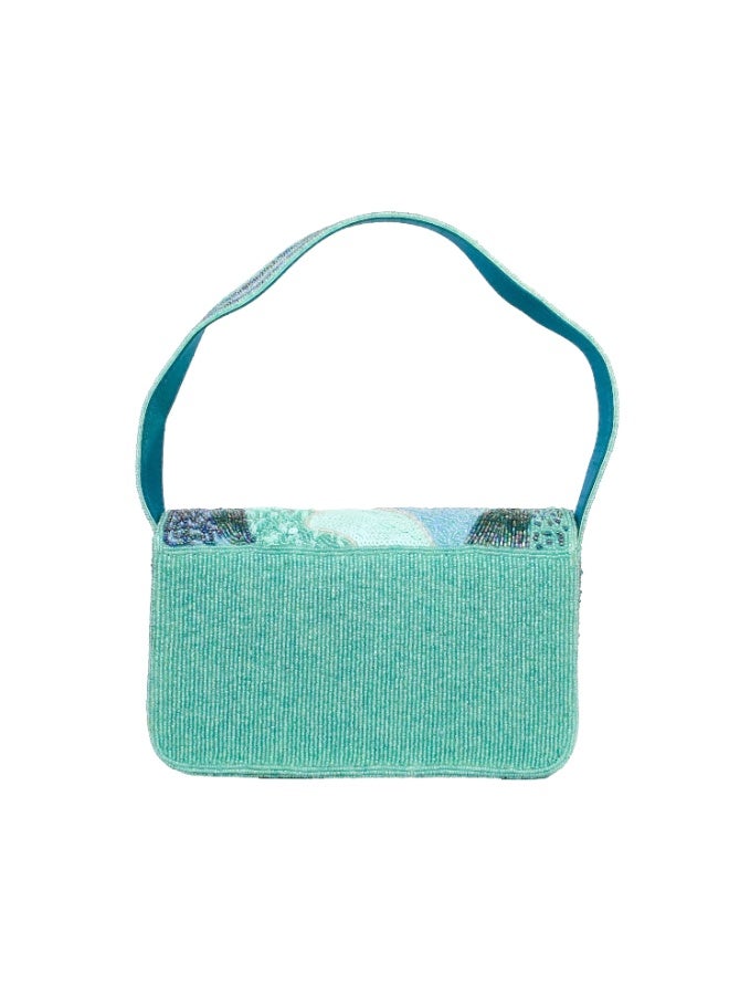 Dollar's Handcrafted Beaded Bag ST11, Luxury Satin Clutch with Beads Embroidery, Elegant Bridal Purse for Wedding, Formal Party Crossbody Handbag, Unique Floral Gift for Women (Light Blue) - Image 4