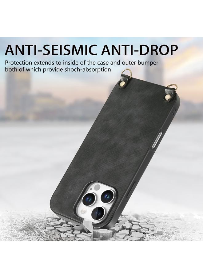 Zaboon Case For iPhone 13 Pro Max Vintage Leather PC Back Cover Phone Case with Crossbody Strap - Image 4