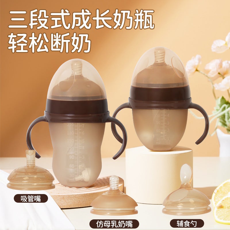 Baby Weaning Artifact Silicone Bottle Wide Mouth With Rice Paste Spoon Head Cup Suction Nozzle Imitation Breast Milk Anti-Flatulence Bottle - Image 2