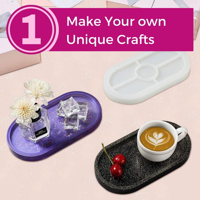 Oytra Oytra Resin Oval Tray Mould 8 Inch Silicone Mold for Photo Frame Serving Tray for DIY Casting Crafting Materials Set for Beginners and Artists - Image 2
