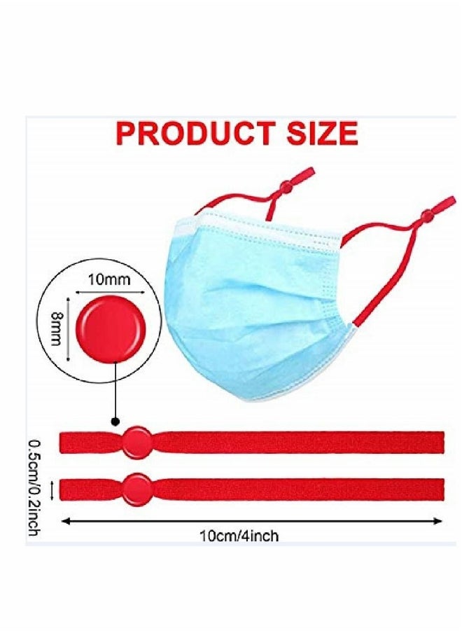 Generic - Sewing Elastic String for Masks, 100 Pcs Elastic Bands with Adjustable Buckle Ear Band, Elastic Ear Loops Adjustable Ear Straps 1/5 Inch (Red) - Image 1