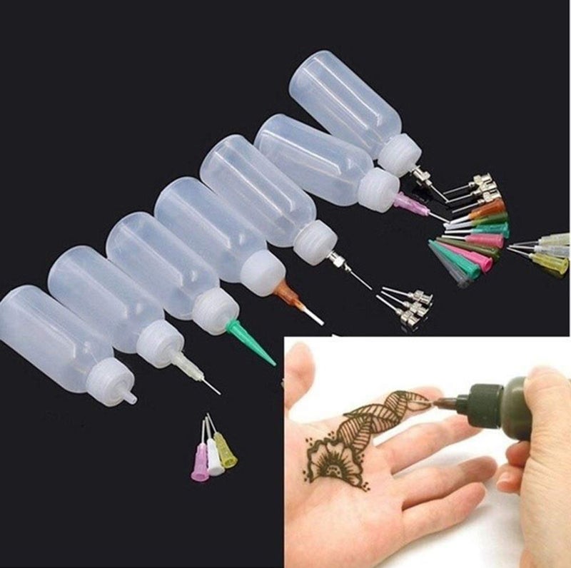 ZEYER 2Pcs Jagua Henna Temporary Tattoo Kit Applicator Bottles with 16 Tips Needles for Henna Tattoo Cone Tattoo Bottle Kits - Qty 2 & 16 Tips - Image 2
