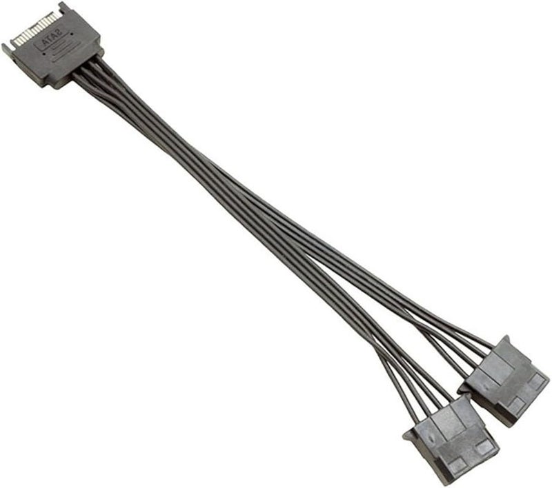 15Pin ذكر إلى 2 أنثى 4Pin كابل تمديد طاقة محرك أقراص IDE لجهاز الكمبيوتر - Image 1