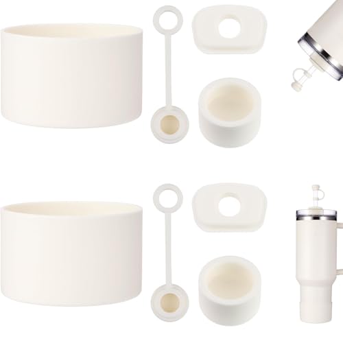 NUDFSY 8 Pcs for Stanley Cup Accessories, Protective Boot Including Straw Cover Cap Suitable for Straws with A Diameter of 1cm Base Diameter is 7.5cm This Set Not Include Cup (White) - Image 1