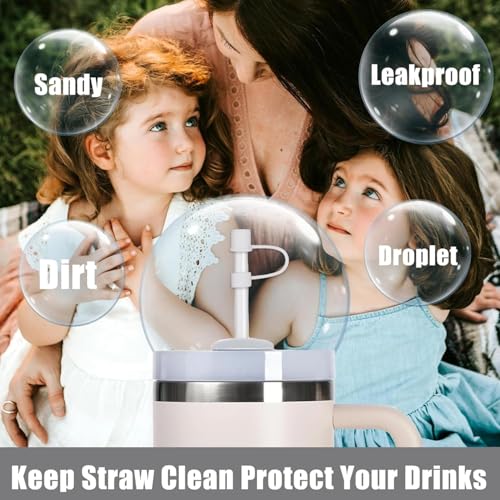 NUDFSY 8 Pcs for Stanley Cup Accessories, Protective Boot Including Straw Cover Cap Suitable for Straws with A Diameter of 1cm Base Diameter is 7.5cm This Set Not Include Cup (White) - Image 5