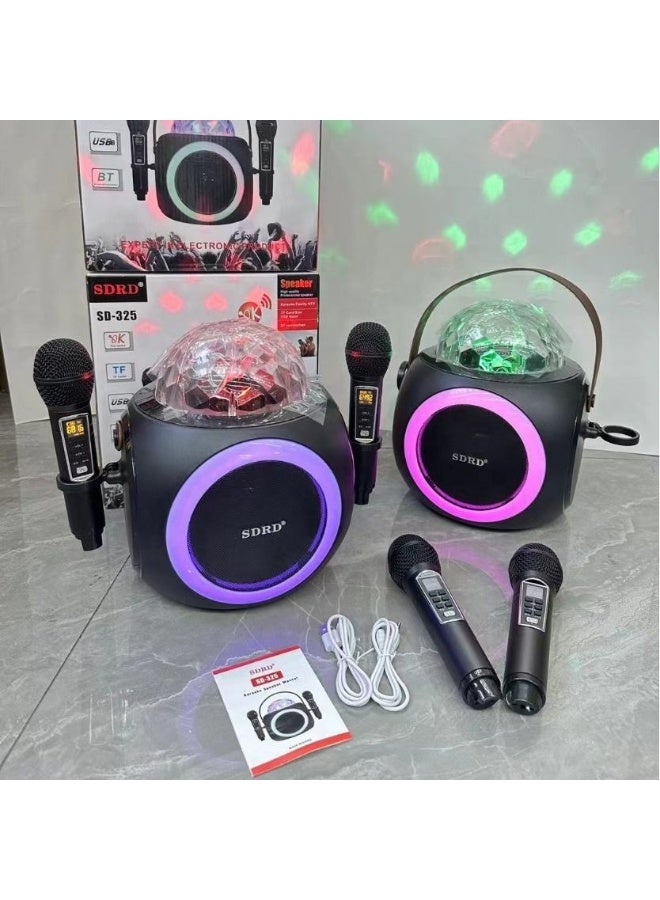 SD325 High Power Portable Karaoke Speaker with Dual Wireless Microphones for Outdoor DJ Parties - Image 3