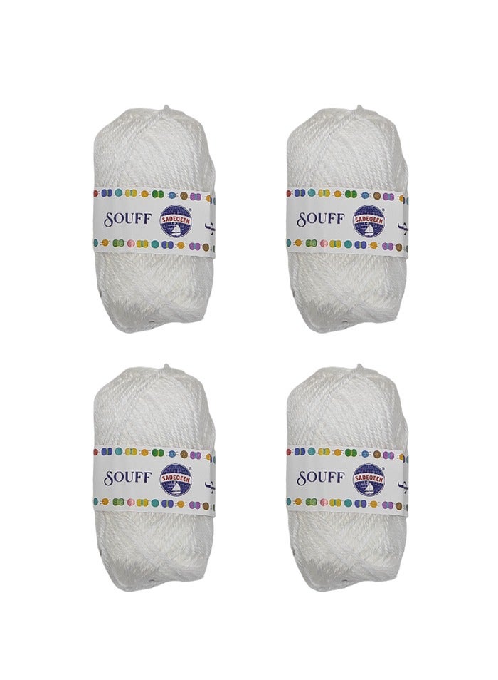 Sadeqeen Crochet and Knitting Yarn 4 Mini Rolls White (20g each) - Image 1