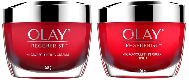 Olay كريم النهار أولاي ريجينيريست مرطب ميكروسكلبتينغ غير واقي من الشمس 50 جرام وكريم الليل ريجينيريست مرطب ميكروسكلبتينغ 50 جرام - Image 1