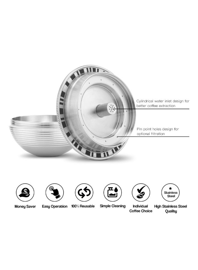 Aknur Stainless Steel Reusable Coffee Capsule Filter Silver 11.4 x 6.4 x 6.4centimeter - Image 2