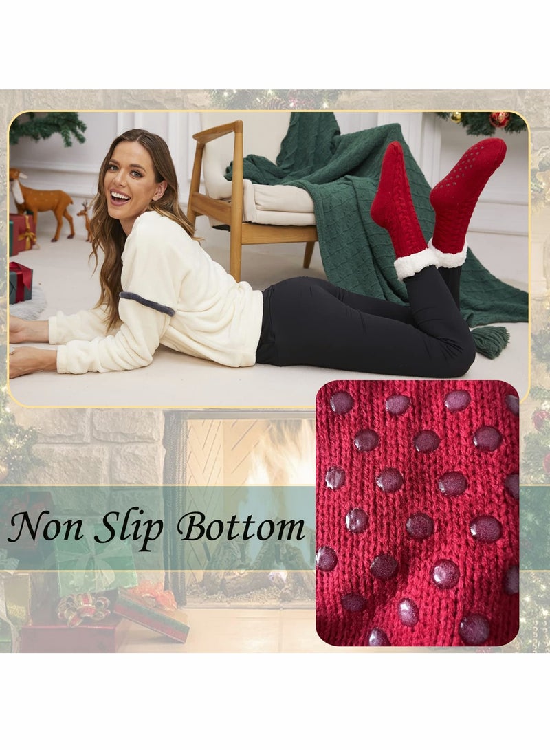 Cozy Women's Fleece Slipper Socks - Thick Thermal Non-Slip Grip Socks for Warmth and Comfort, Perfect for Home and Bed Use, Fluffy Knitted Design for Ultimate Softness. - Image 3