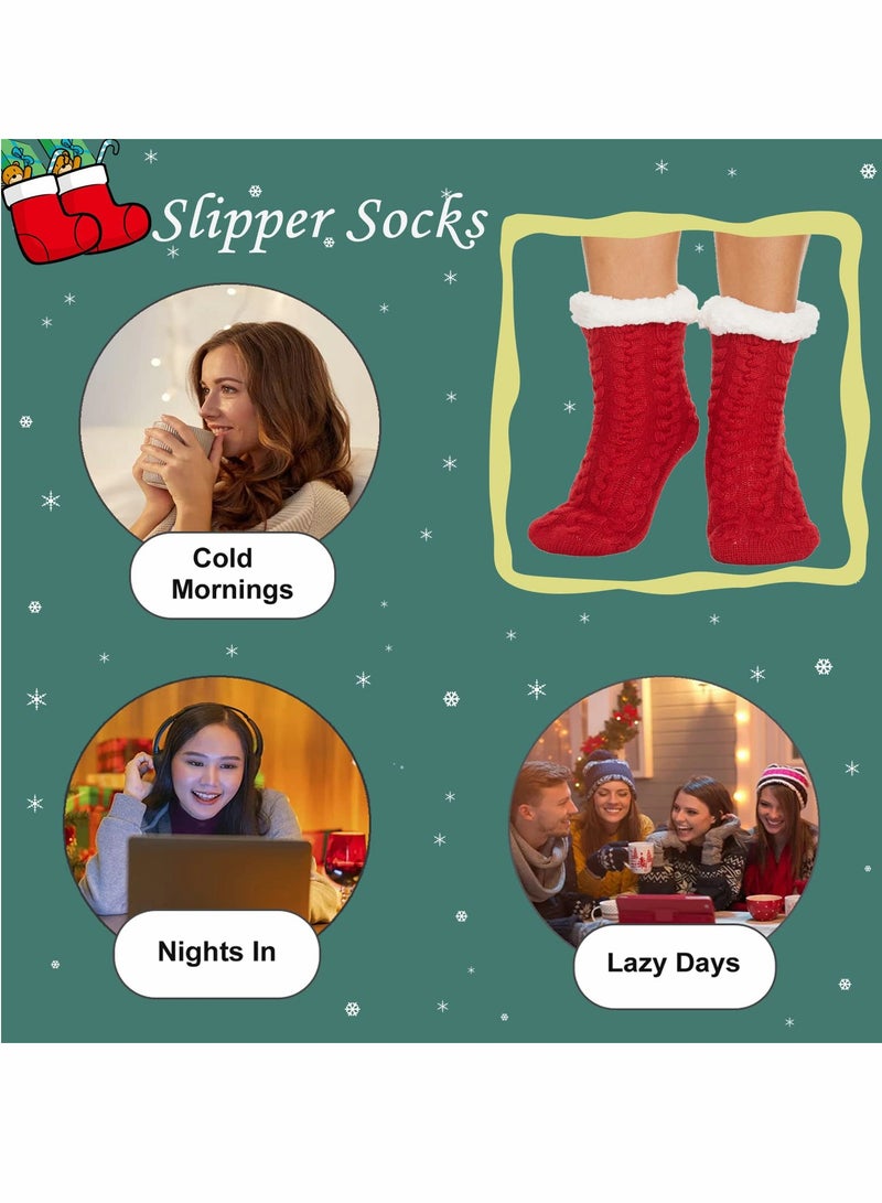 Cozy Women's Fleece Slipper Socks - Thick Thermal Non-Slip Grip Socks for Warmth and Comfort, Perfect for Home and Bed Use, Fluffy Knitted Design for Ultimate Softness. - Image 5