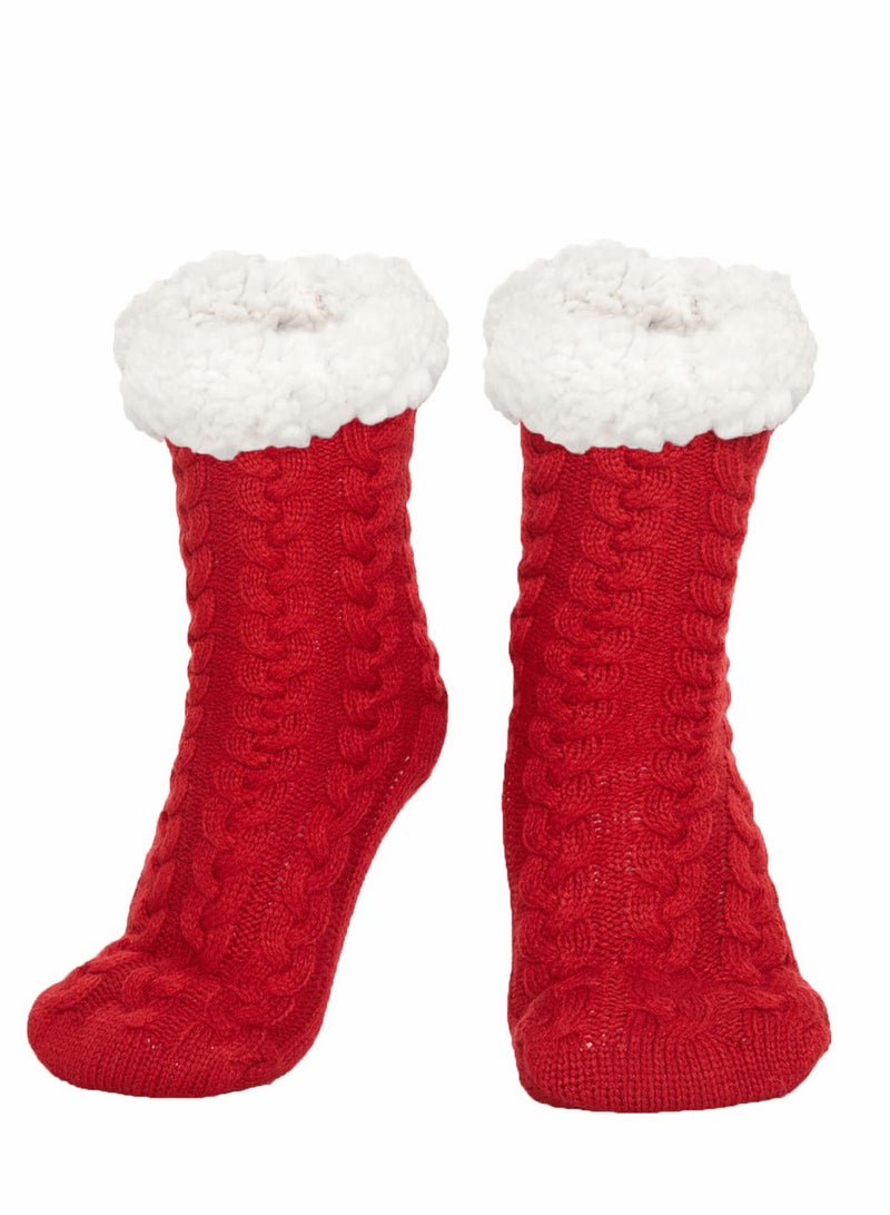 Cozy Women's Fleece Slipper Socks - Thick Thermal Non-Slip Grip Socks for Warmth and Comfort, Perfect for Home and Bed Use, Fluffy Knitted Design for Ultimate Softness. - Image 1