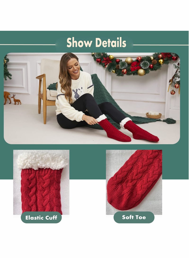 Cozy Women's Fleece Slipper Socks - Thick Thermal Non-Slip Grip Socks for Warmth and Comfort, Perfect for Home and Bed Use, Fluffy Knitted Design for Ultimate Softness. - Image 4