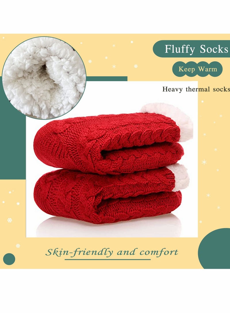 Cozy Women's Fleece Slipper Socks - Thick Thermal Non-Slip Grip Socks for Warmth and Comfort, Perfect for Home and Bed Use, Fluffy Knitted Design for Ultimate Softness. - Image 2