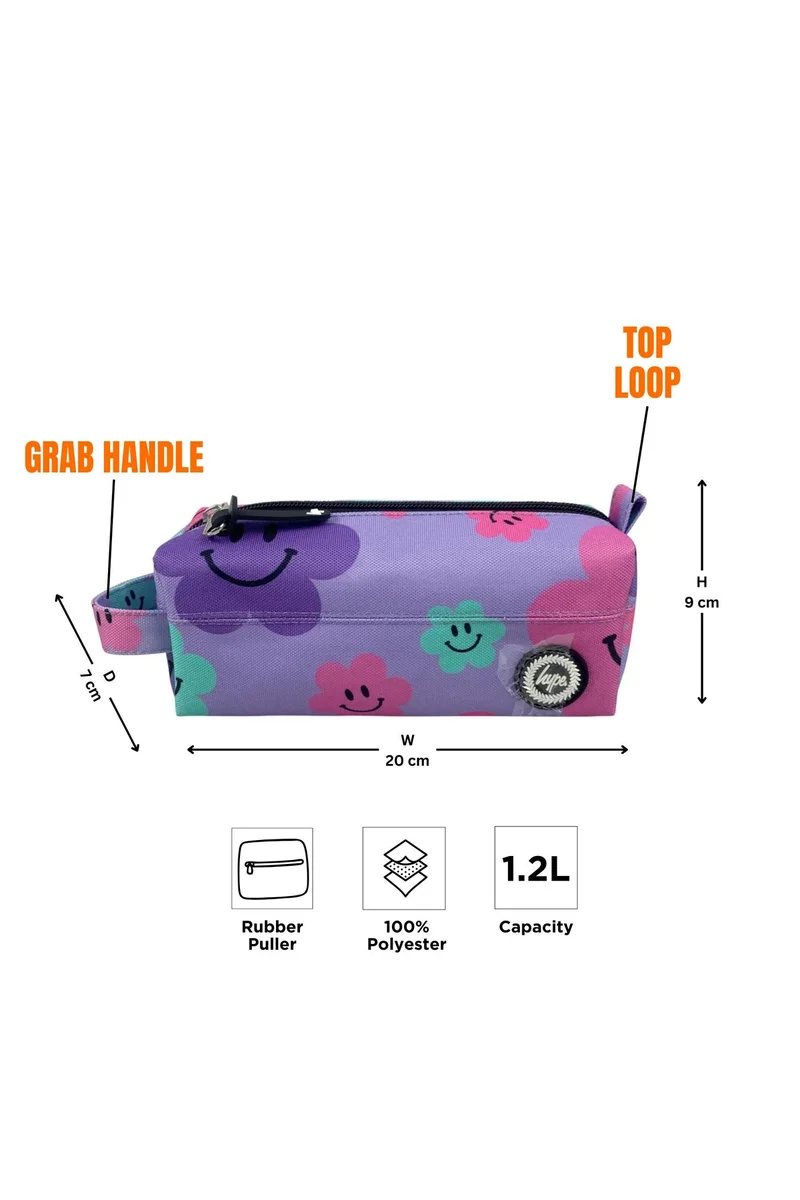 Just Hype HYPE Pencil Pouch Original Purple Happy Flowers