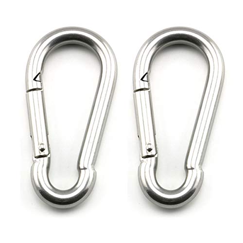heyous 2 Set M8 Suspension Ceiling Wall Mount U Hook Anchor Hanger Stainless Steel Heavy Duty Multi Purpose Hammock Swing Ceiling Hook Square Base Plate with Snap Hook - Image 3