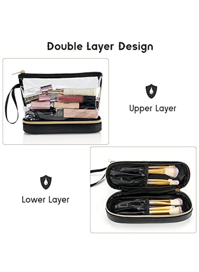 Ethereal Keup Bag, Small Makeup Bag For Purse Travel Makeup Bag For Women Tsa Approved Cosmetic Bag Waterproof Toiletry Bag (Black)  - Image 2