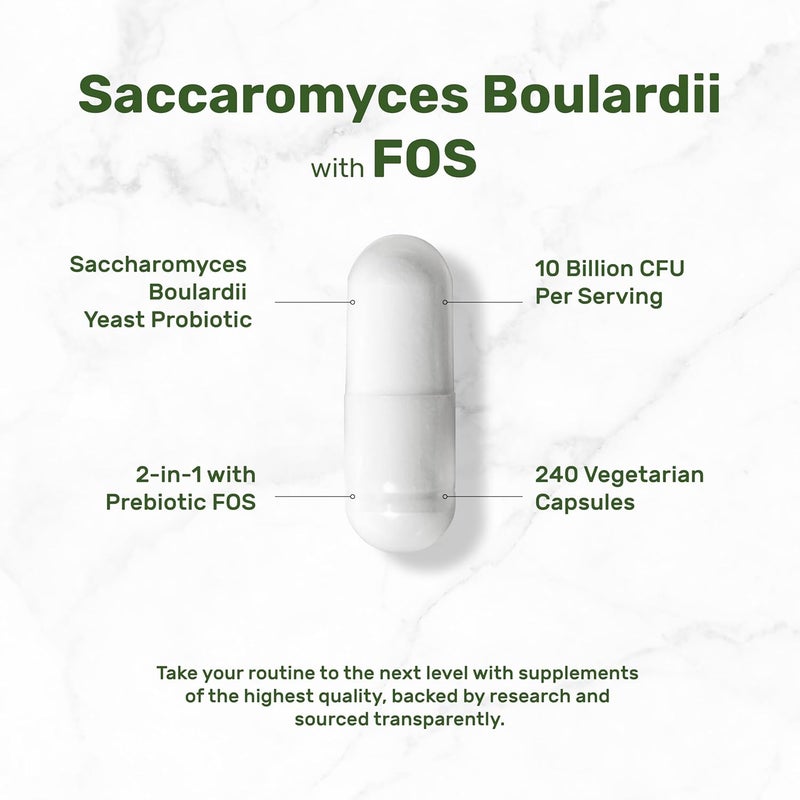 DEAL SUPPLEMENT Saccharomyces Boulardii Probiotics  FOS Supplement 10 Billion CFU 240 Veggie Capsules  Probiotic  Prebiotic for Women  Men  Gut Immune  Digestive Health Support  NonGMO - Image 3