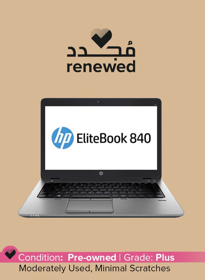 HP مُجدد - لاتبوب إيليت بوك 840 G1 ألترابوك إصدار 2014 بشاشة مقاس 14 بوصة ومعالج إنتل كور i5 من الجيل الرابع وذاكرة رام سعة 4 جيجابايت ومحرك أقراص صلبة سعة 500 جيجابايت وبطاقة رسومات إنتل 4400 عالية الوضوح أسود - Image 1