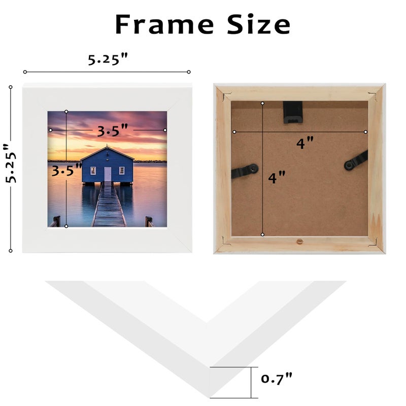 Golden State Art, Set of 4, 4x4 Picture Frames, Smartphone Instagram Frame Collection, Square Wood Frames with Tempered Glass, White - Image 3