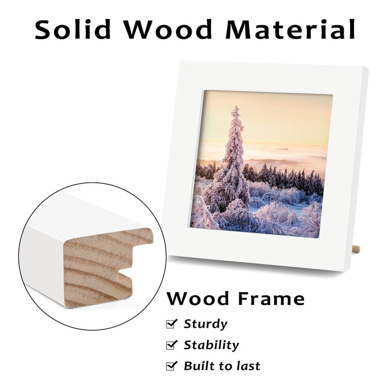 Golden State Art, Set of 4, 4x4 Picture Frames, Smartphone Instagram Frame Collection, Square Wood Frames with Tempered Glass, White - Image 5