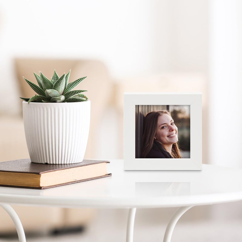 Golden State Art, Set of 4, 4x4 Picture Frames, Smartphone Instagram Frame Collection, Square Wood Frames with Tempered Glass, White - Image 2