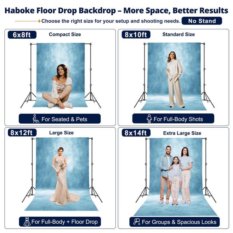 Haboke Abstract Professional Photography Backdrop for Portrait Photo Props Booth Background Photoshoot Studio with Polyester Fabric Roller Pocket on Top(8x10ft, Light Blue,No Stand) - Image 3