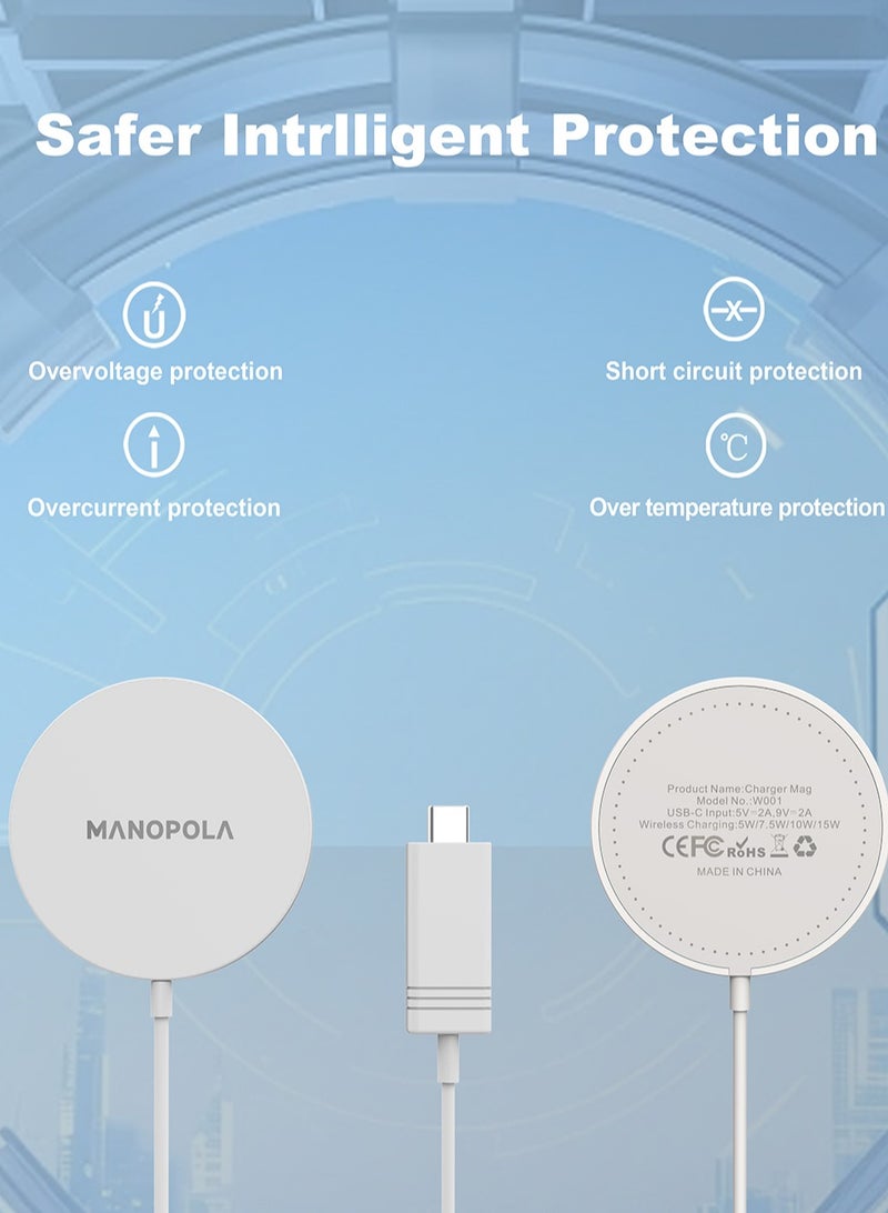 مقبض الباب شاحن مانوبولا اللاسلكي المغناطيسي، شاحن آمن مغناطيسيًا لأجهزة Apple، شاحن سري  وات متوافق مع iPhone 16/15/14/13/12 Pro/Max/Plus/Mini وAirPods 3/2/Pro 2/Pro - Image 5