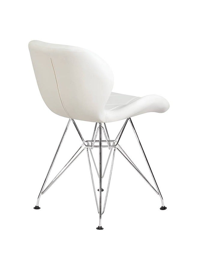 Taimi Ergonomic PU Leather Upholstered Chair with Metal Legs and Geometric Stitching for Modern Living Spaces White - Image 4
